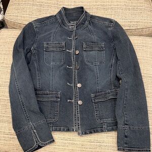 Tahari Dark Blue Jean Jacket with Button Detail